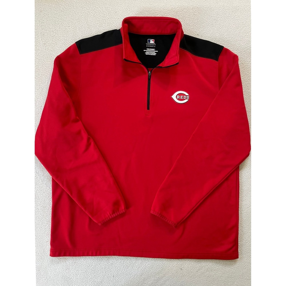MLB Mens 2XL Quarter Zip Pullover Red Cincinnati Reds Performance Logo Baseball